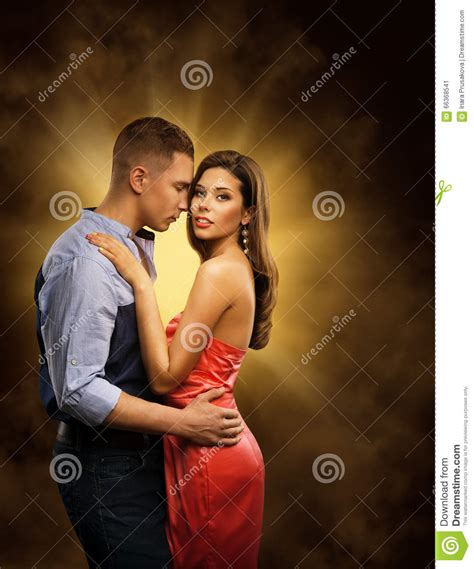 Couple In Love Lovers Passionate Embrace Man Embracing Woman Stock