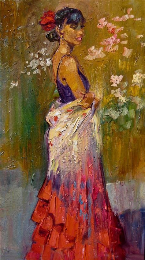 Maria Bertran Flamenco Dancer Contemporary Impressionist Figure Oil