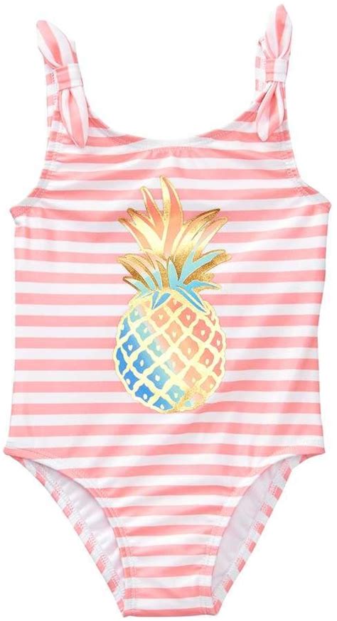 Crazy 8 Crazy8 Stripe Pineapple 1 Piece Swimsuit Girls Swimsuits Kids