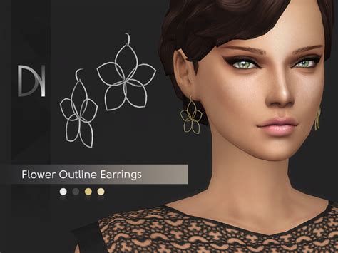 Flower Outline Earrings By Darknightt At Tsr Sims 4 Updates