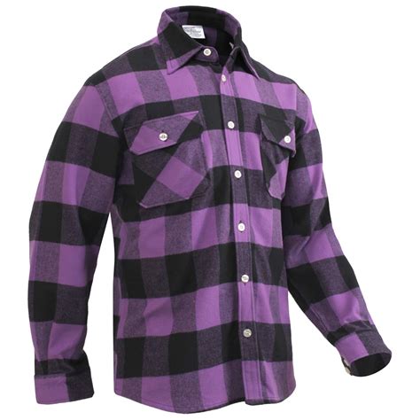 heavyweight men s purple and black plaid flannel shirt