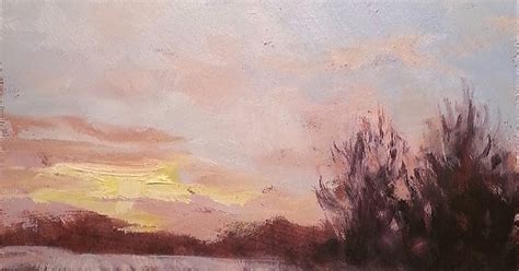 Heidi Malott Original Paintings Snowy Winter Sunset Fields November