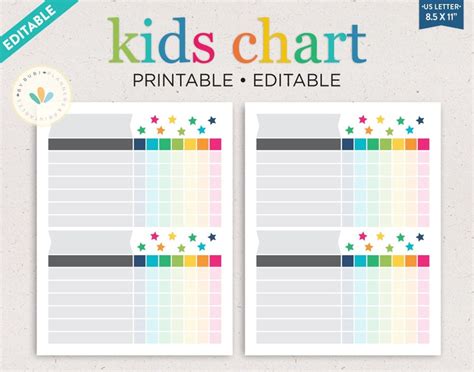 Editable Chore Chart Two Child Chore Chart Printable Etsy