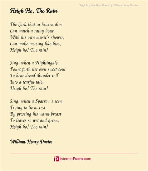 Heigh Ho The Rain Poem By William Henry Davies