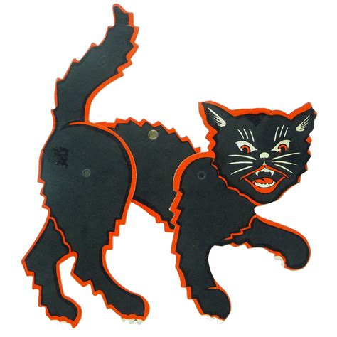 Vintage Black Cat Halloween Decoration 1960s H E Luhrs