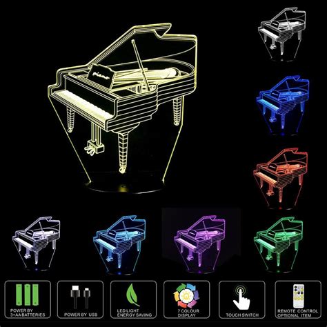 Led piano lamp, celyst music stand light with clamp, 3 lighting modes, 10 brightness levels, 5w flexible gooseneck piano light for upright piano, grand piano, electric piano, painting, reading. Piano 3D Illusion LED Lamp | Led lamp, 3d illusions, Illusions