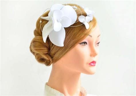 Fascinator Headband In White Bridal Headpiece Bridal Hair Comb White