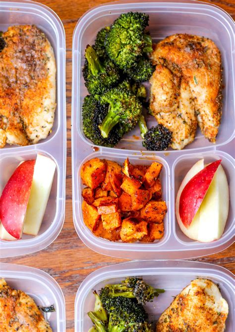 Meal Prep Lunch Bowls With Spicy Chicken Roasted Lemon Broccoli And