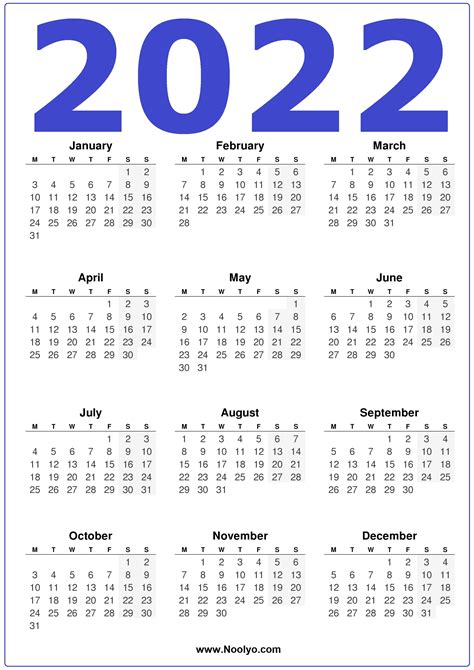 2022 Uk Calendars Printable Free Vertical
