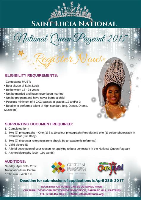 National Carnival Queen Pageant 2017 Auditions Cultural Development Foundation Cdf St Lucia