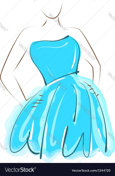 Sketch Girl Blue Dress Royalty Free Vector Image