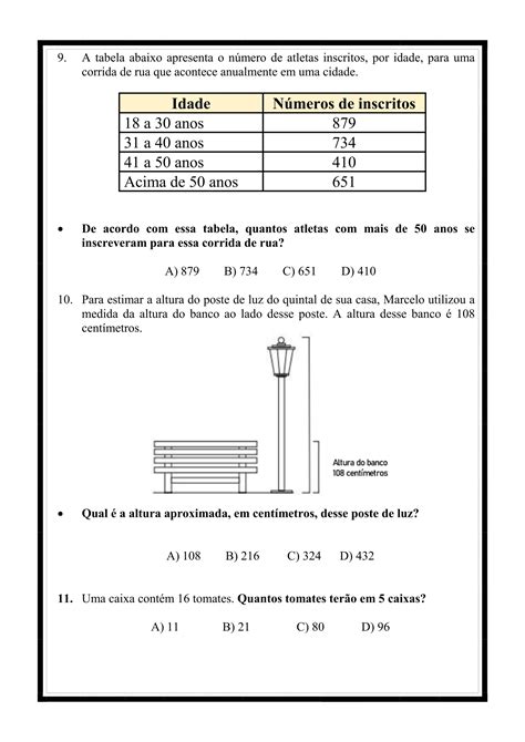 Simulado De Matem Tica Revis O Prova Do Saeb Pdf