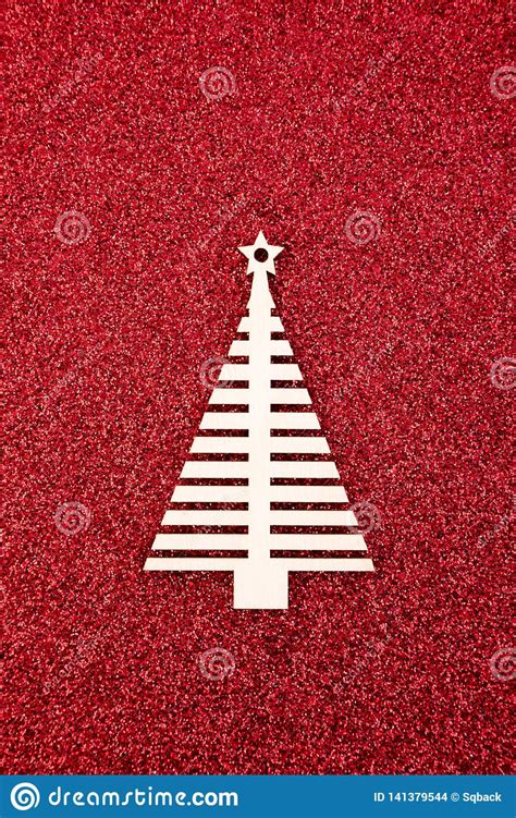 Christmas Tree Shape On Red Glitter Background Stock Photo Image Of