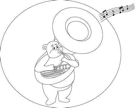 Bear Playing Sousaphone Coloring Page Colouringpages