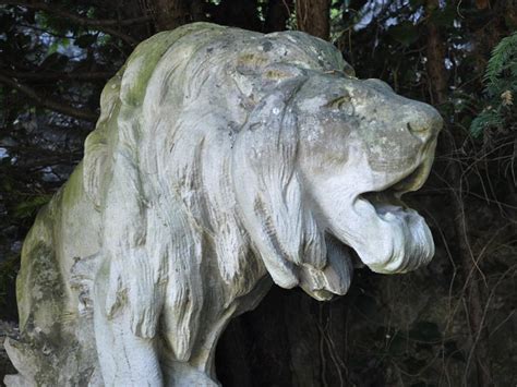 Prosper Lecourtier After Roaring Lions Pair Of Stone Garden