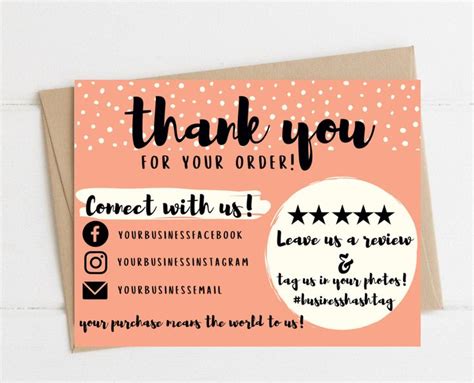 A Thank Card With The Words Thank You For Your Order