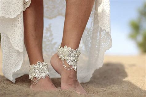 Fairy Shine Beach Wedding Barefoot Sandals Banglecuff Wedding Anklet