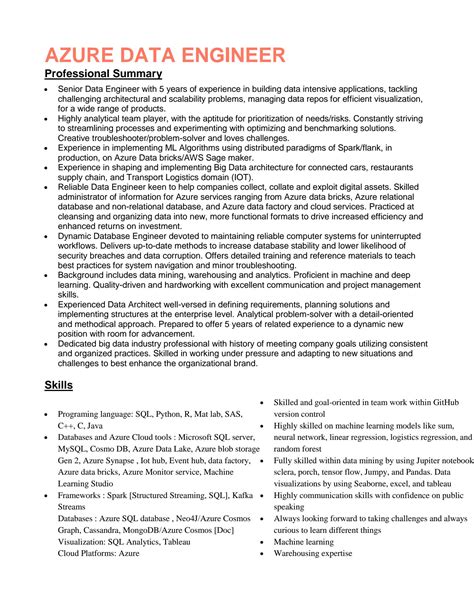 Azure Data Engineer Resume Example For Resume Wo Vrogue Co