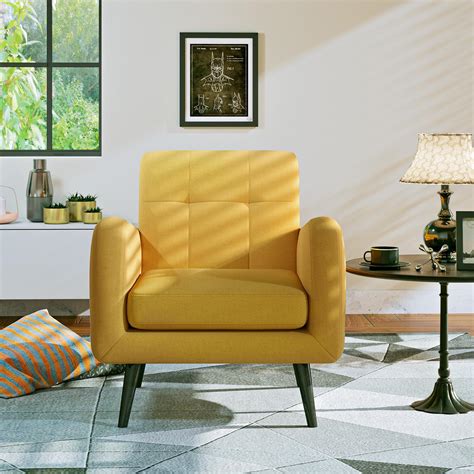 Justroomy Accent Chair For Living Room Upholstered Mid Century Modern