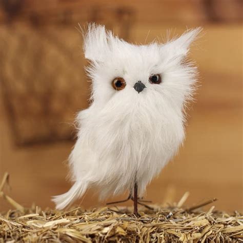 Albino Fluffy Artificial Owls Birds And Butterflies