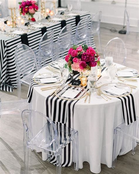 A Wedding That Kate Spade Would Be Jealous Of Love This Black And White Stripes On The Table