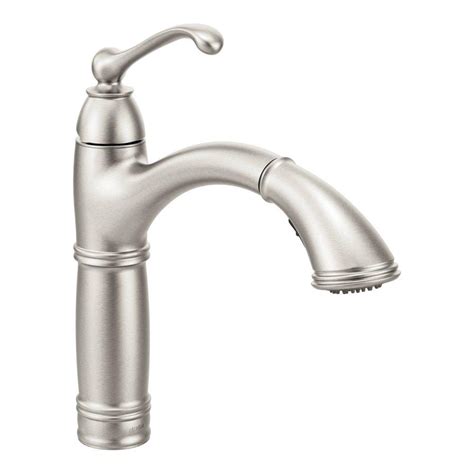 This faucet includes a side spray hose for convenient. MOEN Brantford Single-Handle Pull-Out Sprayer Kitchen ...