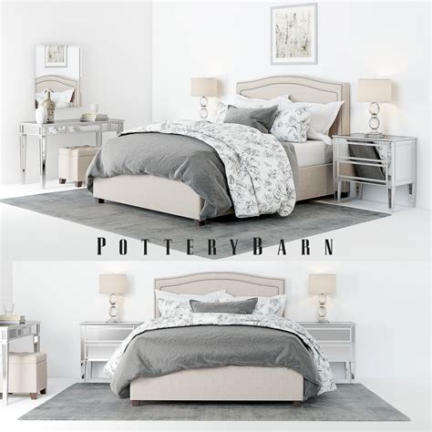 Browse our bedroom collections in an array of styles, finishes and materials. Pottery Barn Tamsen Bedroom set 01 3D model | CGTrader