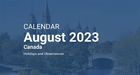 August 2023 Calendar Canada
