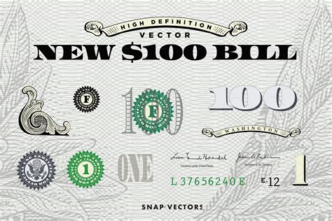 The New 100 Bill Is Shown In Green And White As Well As Other Items
