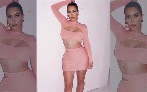 Kim Kardashian Flaunts Her Curvy Figure In A Midriff Revealing Dress