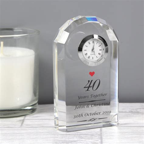 Ruby Anniversary Crystal Clock At 50th Anniversary Gifts 40th