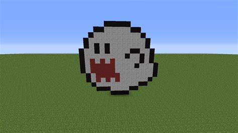 Minecraft Pixel Art 7 Boo From Super Mario Youtube