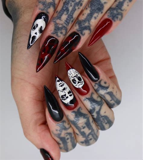 Horror Nails By Decorateddigits Halloween Acrylic Nails Goth Nails