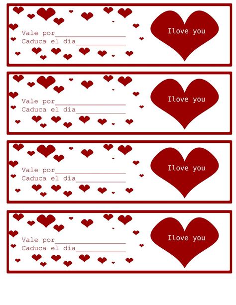 Imprimibles Vales Cupones De Amor Para San Valentín Recopilación