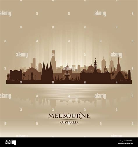 Melbourne Australia City Skyline Vector Silhouette Illustration Stock