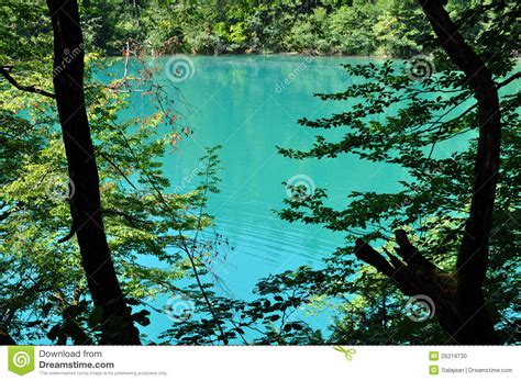 Beautiful Turquoise Lake In Plitvice Croatia Stock Photo