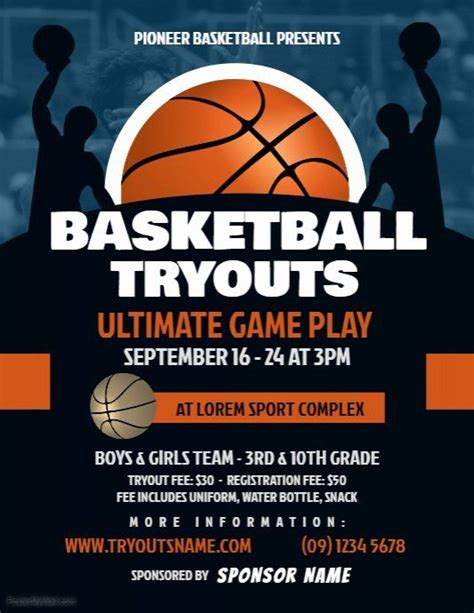 Basketball Camp Flyer Template Awesome Basketball Tryouts Flyer