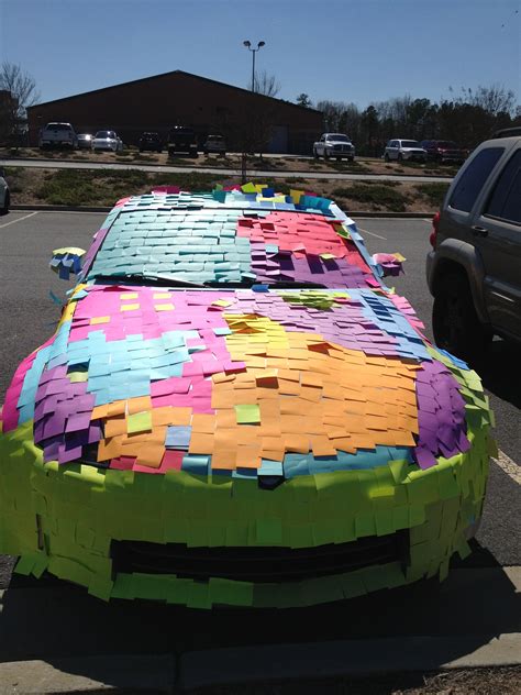 Check out these april fool's day pranks and start scheming. April fools prank! My boyfriends car (: | Pranks, Senior pranks, April fools pranks