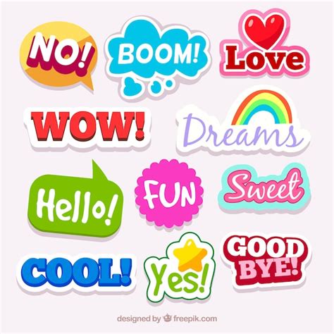Premium Vector Collection Of Colorful Sticker With Words