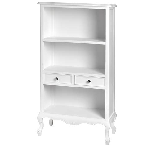 Fleur White 2 Drawer Shabby Chic Bookcase Homesdirect365