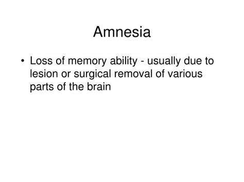 Ppt Amnesia Powerpoint Presentation Free Download Id2360740