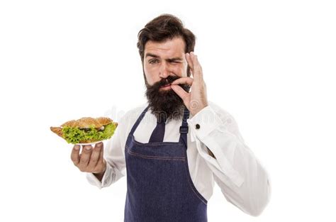 Finger Licking Good Bearded Man Enjoy Food Taste Cook Chef Taste