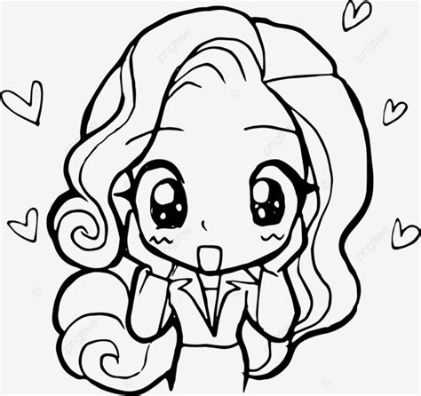 Gambar Gadis Kantor Cinta Kartun Doodle Kawaii Anime Halaman Mewarnai