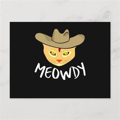 Meowdy Texas Cat Meme Howdy Cat Cowboy Retro Hat Postcard
