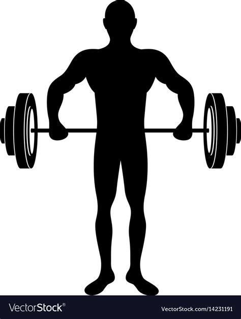 Black Silhouette Muscle Man Lifting A Disc Weights