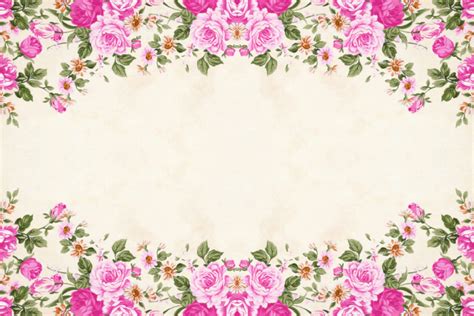Floral Frame Wallpaper With Pink Flowers On Top And Bottom Border