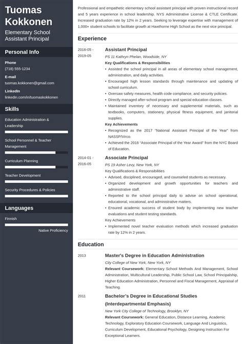 Assistant Principal Resume Template And Guide 20 Examples