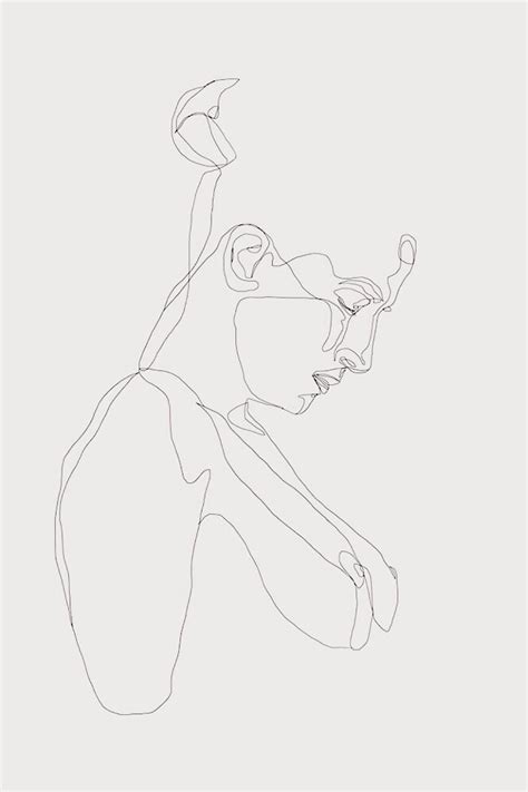 One Line Drawing Female Figure Fine Art Print Posture Drawing