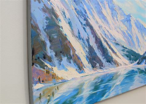 Original Painting Mountain Lake Painting Large Canvas Art Etsy