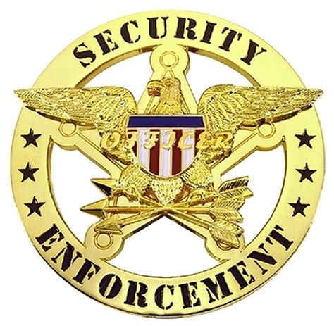 Security Enforcement Officer Shield With Eagle Breast Badge Gold